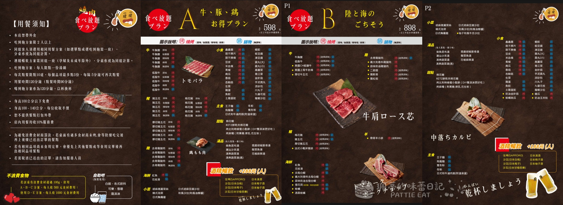 新莊美食推薦 饞饞燒肉｜不用1500就能A5和牛吃到飽 輔大捷運站平價火烤兩吃到飽 內附最新菜單 @珮蒂的味蕾日記