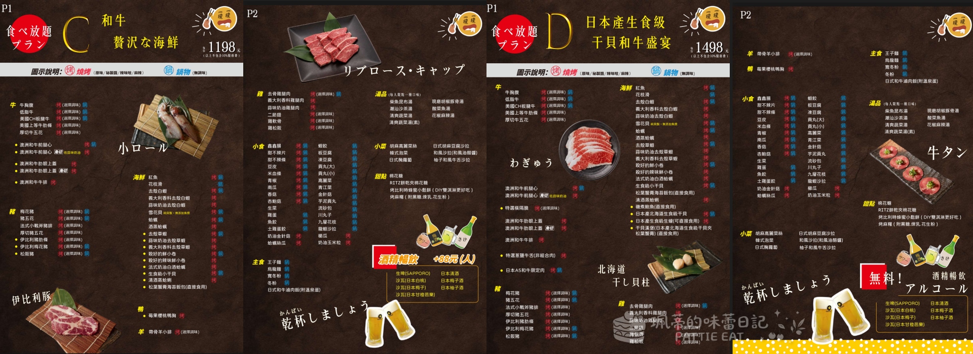 新莊美食推薦 饞饞燒肉｜不用1500就能A5和牛吃到飽 輔大捷運站平價火烤兩吃到飽 內附最新菜單 @珮蒂的味蕾日記